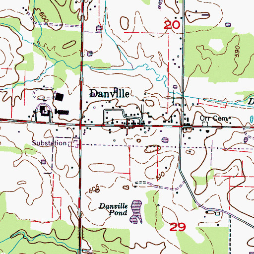 Topographic Map of Danville, AL