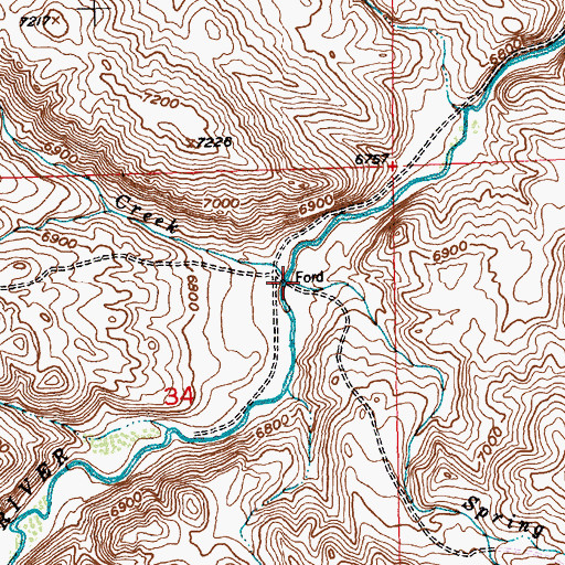 Topographic Map of Spring Creek, WY