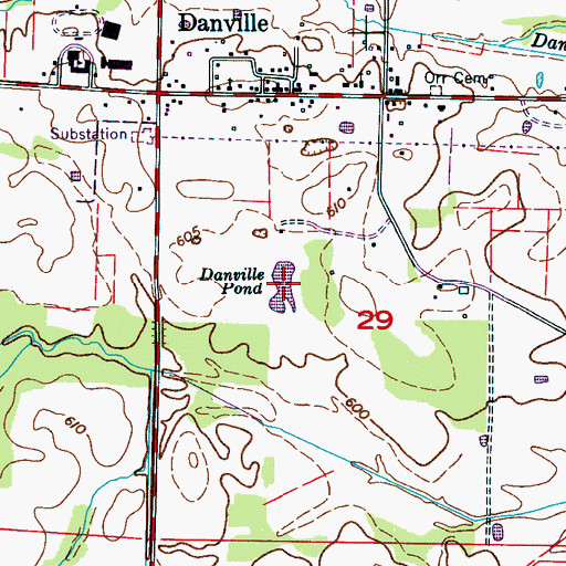 Topographic Map of Danville Pond, AL