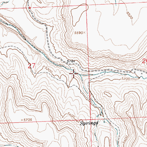 Topographic Map of Spring Creek, WY