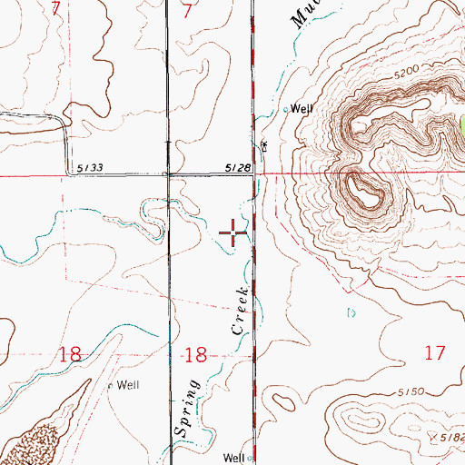 Topographic Map of Spring Creek, WY
