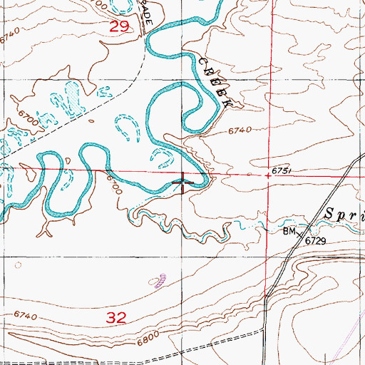 Topographic Map of Spring Creek, WY