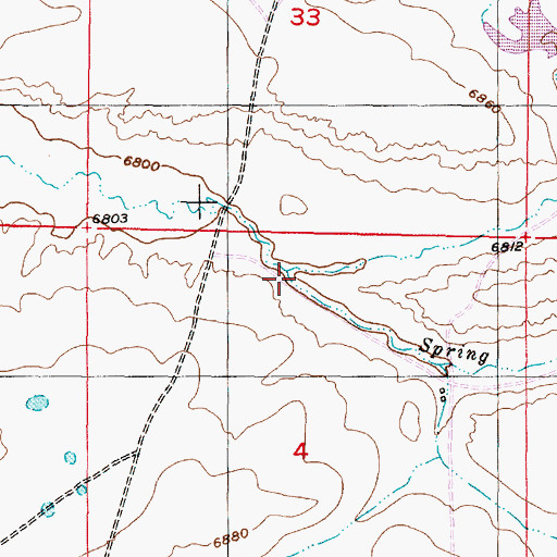 Topographic Map of Spring Creek, WY