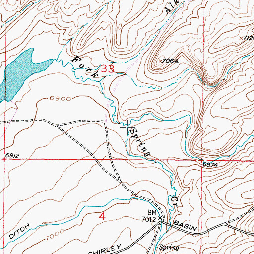 Topographic Map of Spring Creek, WY