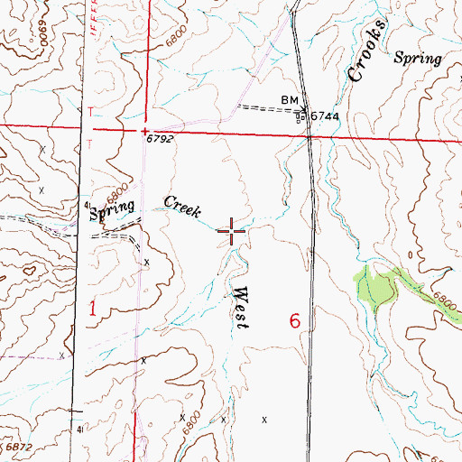 Topographic Map of Spring Creek, WY