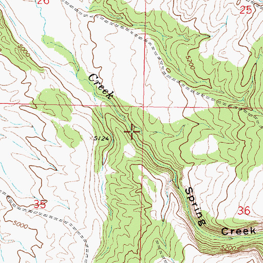 Topographic Map of Spring Creek Canyon, WY
