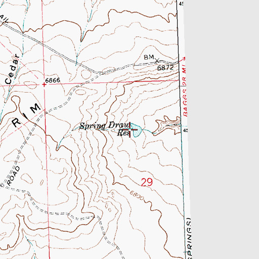 Topographic Map of Spring Draw Reservoir, WY