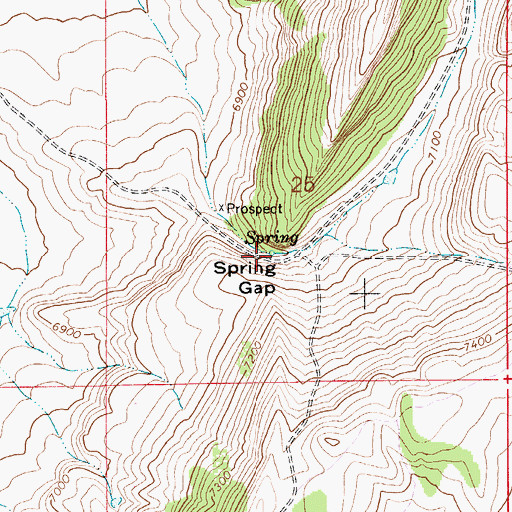 Topographic Map of Spring Gap, WY