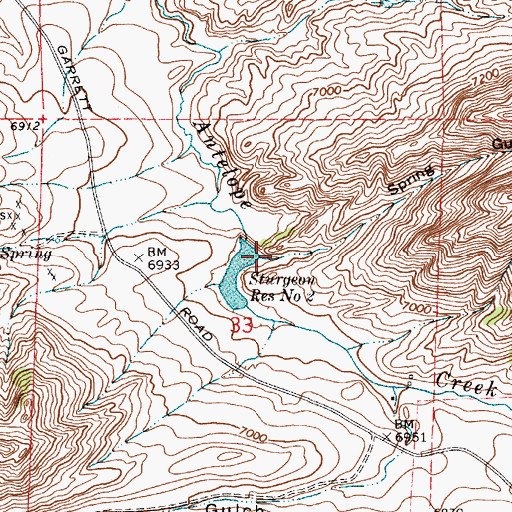 Topographic Map of Spring Gulch, WY