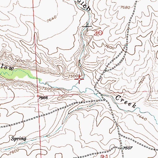 Topographic Map of Spring Gulch, WY