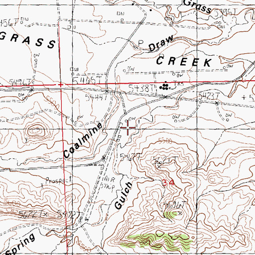 Topographic Map of Spring Gulch, WY