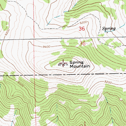 Topographic Map of Spring Mountain, WY