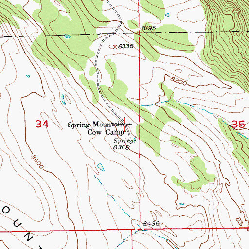 Topographic Map of Spring Mountain Cow Camp, WY