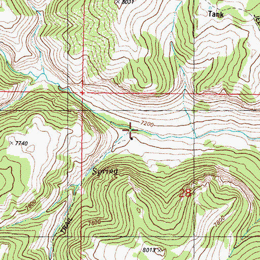 Topographic Map of Spring Run, WY