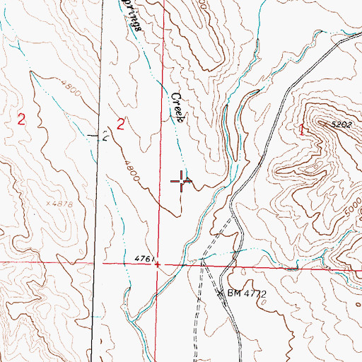 Topographic Map of Springs Creek, WY