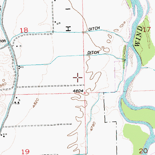 Topographic Map of Springs Drain, WY