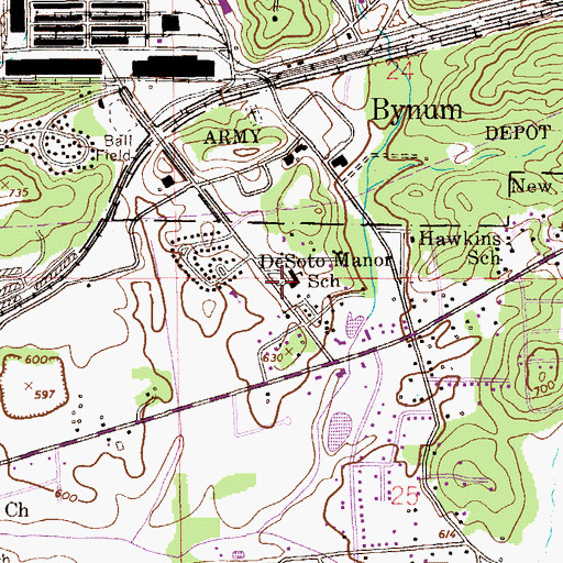 Topographic Map of DeSoto Manor School, AL