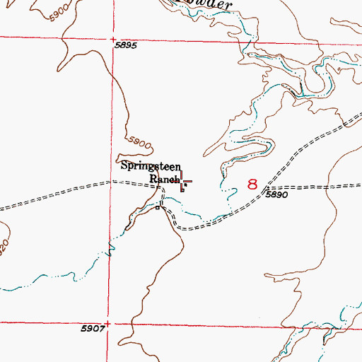 Topographic Map of Springsteen Ranch, WY