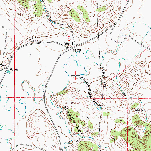Topographic Map of Square Rock Draw, WY