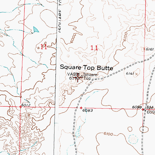 Topographic Map of Square Top Butte, WY