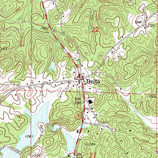 Topographic Map of Delta, AL
