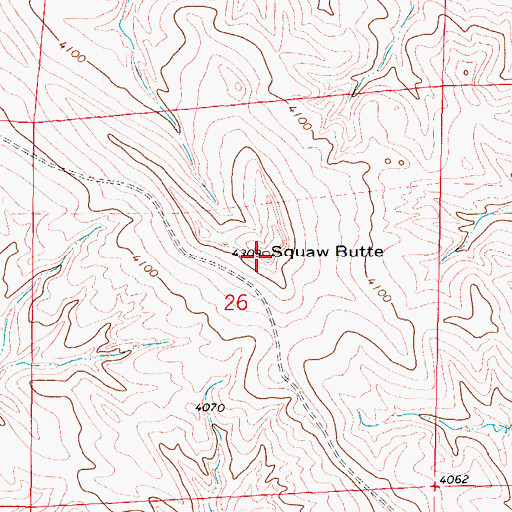 Topographic Map of Squaw Butte, WY