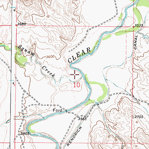 Topographic Map of Squaw Creek, WY