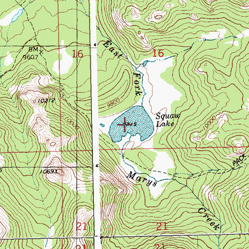Topographic Map of Squaw Lake, WY
