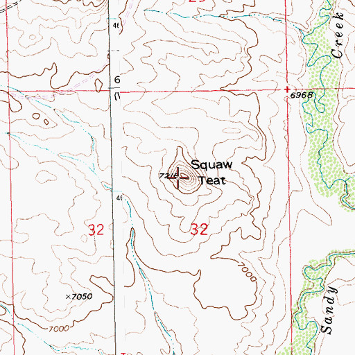Topographic Map of Squaw Teat, WY