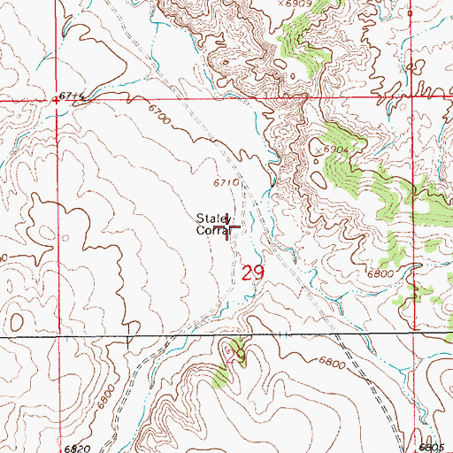 Topographic Map of Staley Corral, WY
