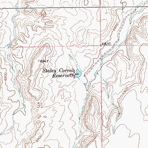 Topographic Map of Staley Corral Reservoir, WY