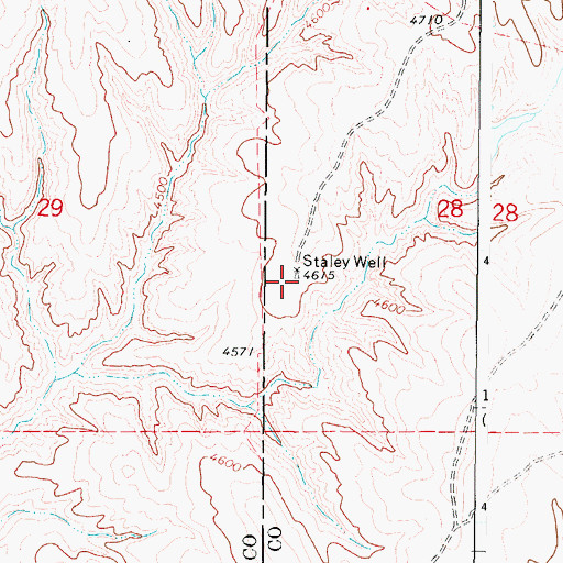 Topographic Map of Staley Well, WY