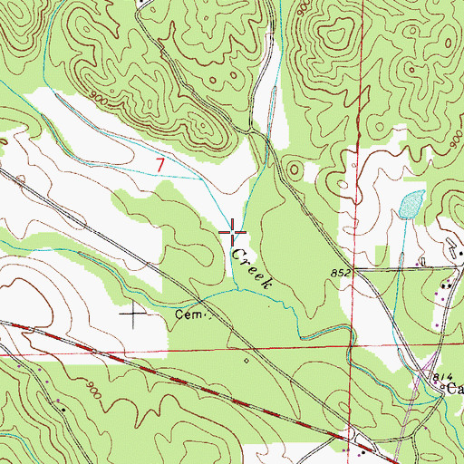 Topographic Map of Dennis Creek, AL