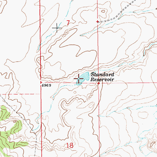 Topographic Map of Standard Reservoir, WY