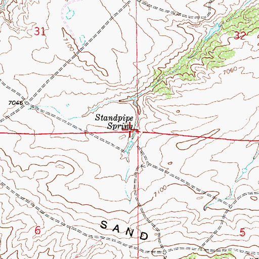 Topographic Map of Standpipe Spring, WY