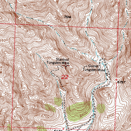 Topographic Map of Stardust Tungsten Mine, WY