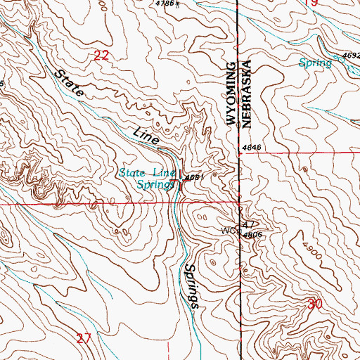 Topographic Map of State Line Springs, WY