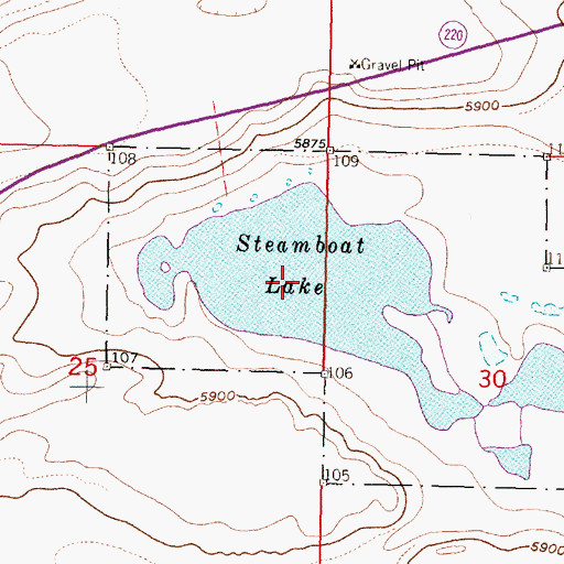 Topographic Map of Steamboat Lake, WY
