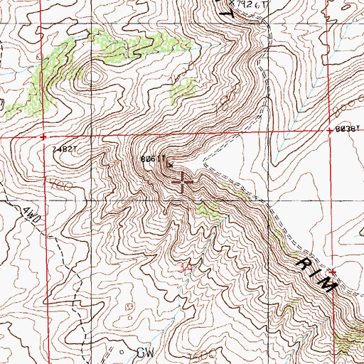 Topographic Map of Steamboat Rim, WY