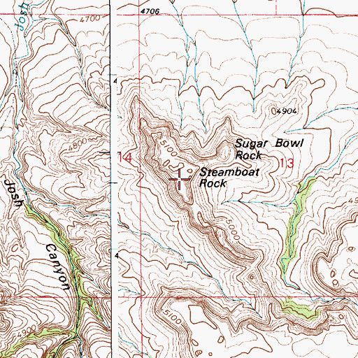 Topographic Map of Steamboat Rock, WY