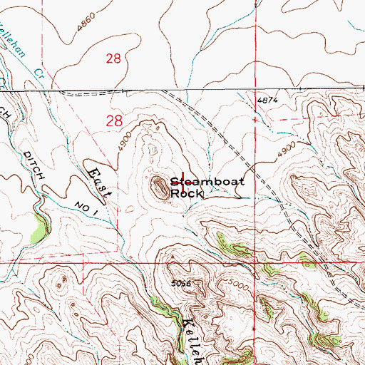 Topographic Map of Steamboat Rock, WY
