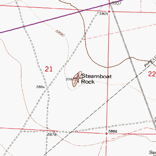 Topographic Map of Steamboat Rock, WY