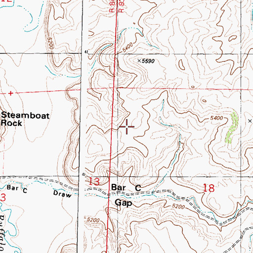 Topographic Map of Steamboat Rock, WY