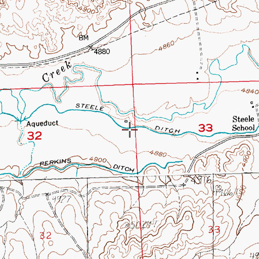 Topographic Map of Steele Ditch, WY