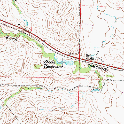 Topographic Map of Steele Reservoir, WY