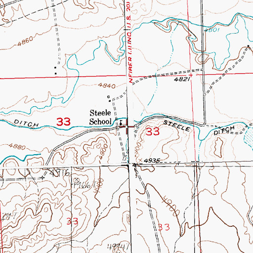 Topographic Map of Steele School, WY