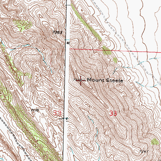 Topographic Map of Mount Steele, WY