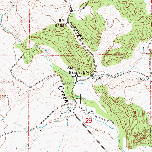 Topographic Map of Steinle Ranch, WY
