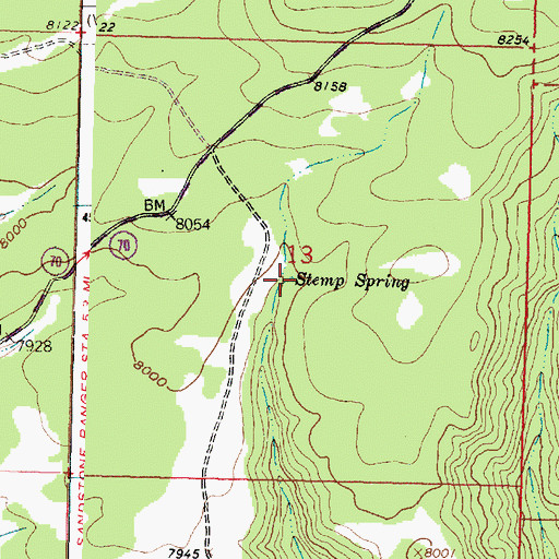 Topographic Map of Stemp Spring, WY