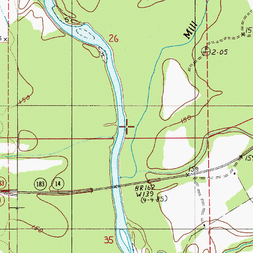 Topographic Map of Mill Creek, AL